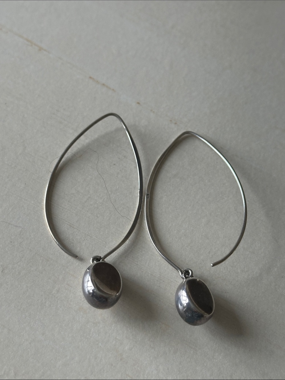 Silpada Silver Teardrop Hoop Earrings with Polished Orb Drops